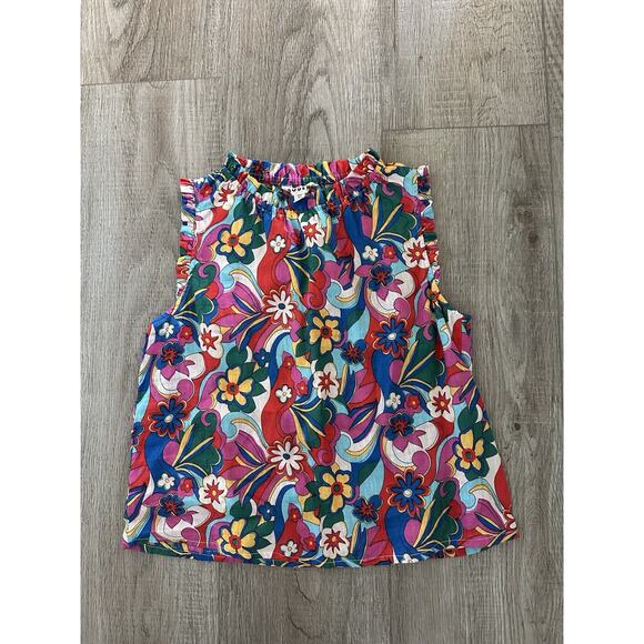 Boden Sophie Ruffle Linen Multi Top Sleeveless Floral Size US 6 - Picture 4 of 10